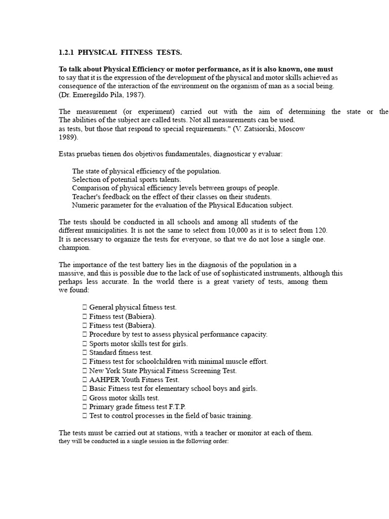 Physical Fitness Testing Methodology | PDF | Anatomical Terms Of Motion