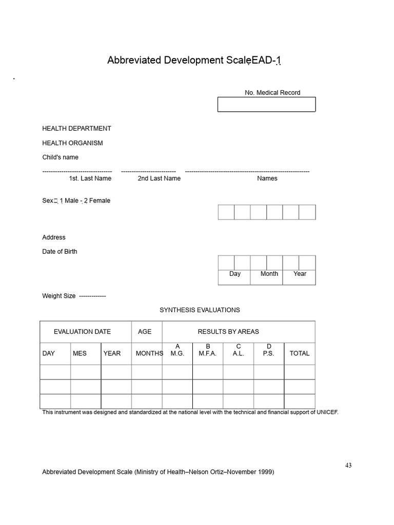 Abbreviated Development Scale - ADS | PDF