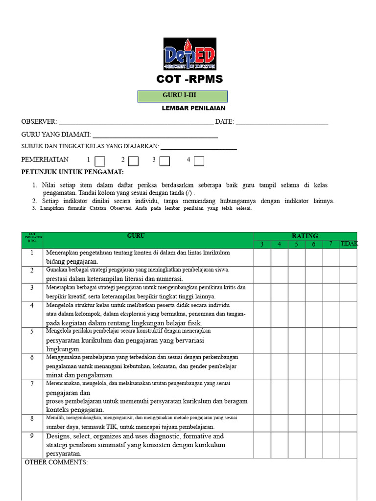 Alat Observasi Kelas Akhir | PDF