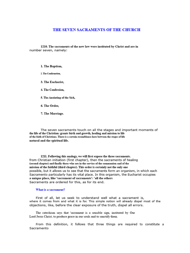 Understanding the Seven Sacraments | PDF | Sacraments | Confession ...