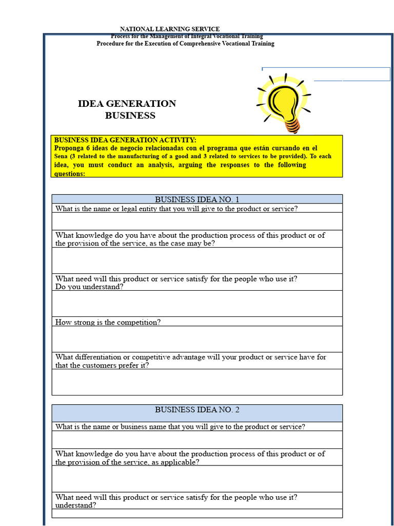Activity No. 7 Generation of Business Ideas | PDF | Competitive ...