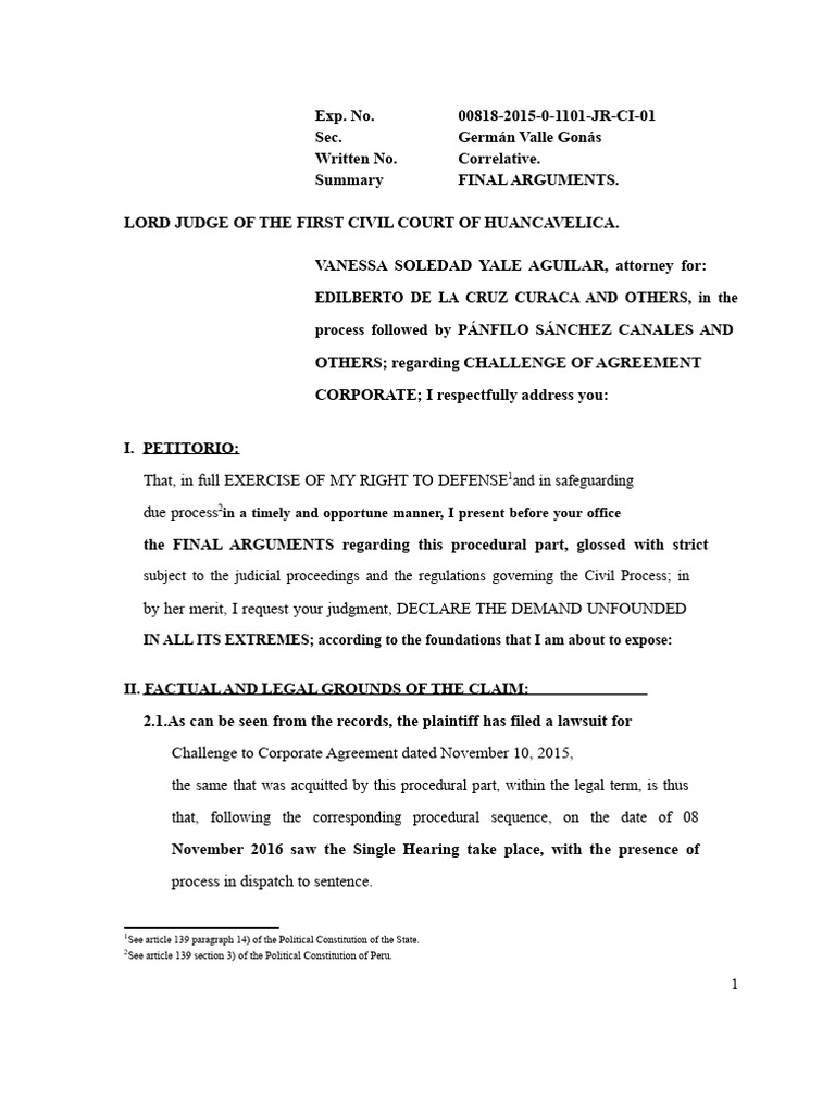 Final Arguments in Corporate Agreement Case | PDF | Lawsuit | Annulment