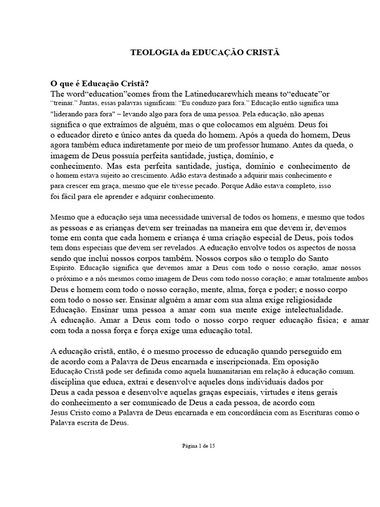 Educação Cristã: Fundamentos e História | PDF | Jesus | Deus