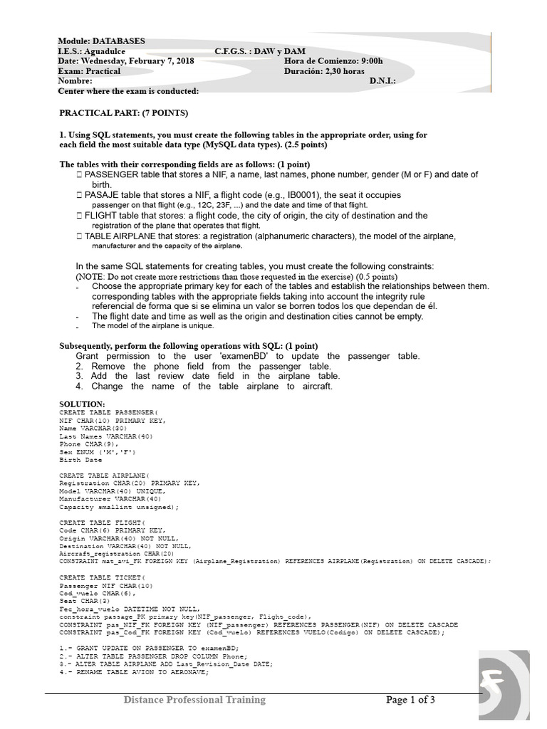 Solution Exam February Database Practical 2018 | PDF | Data | Data ...