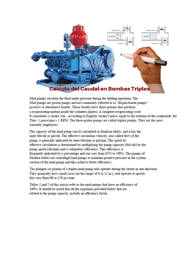 Mud Pump Flow Rate Calculation Guide | PDF | Pump | Mechanical Engineering