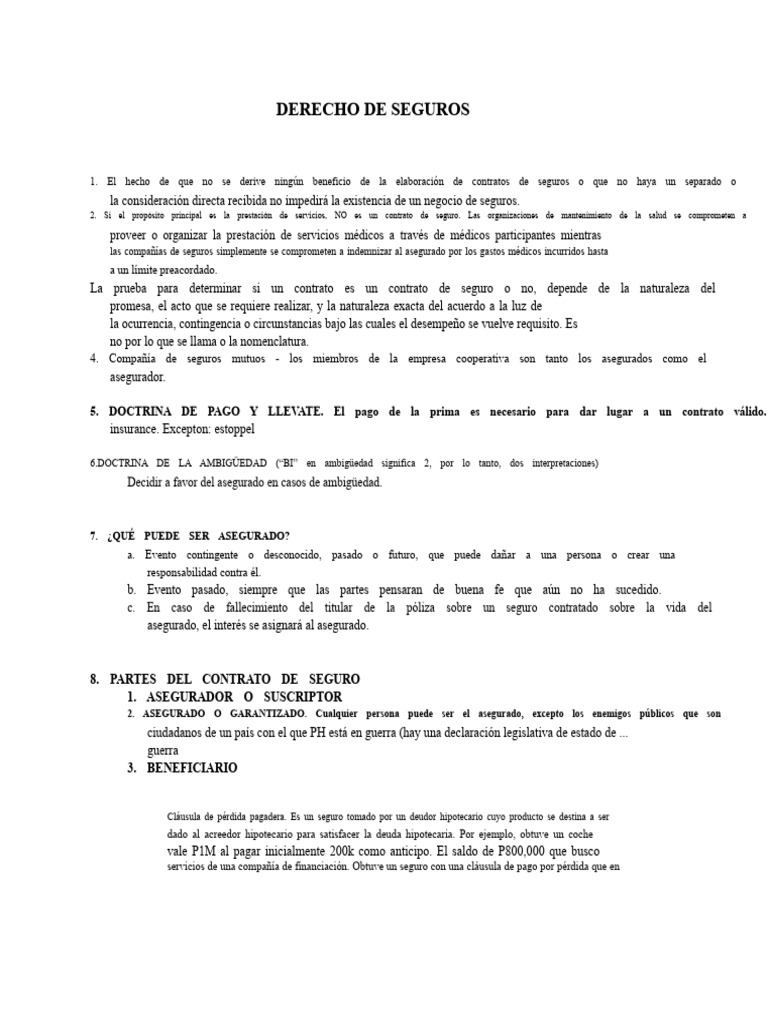 Aspectos Clave del Derecho de Seguros | PDF | Póliza de seguros | Seguro
