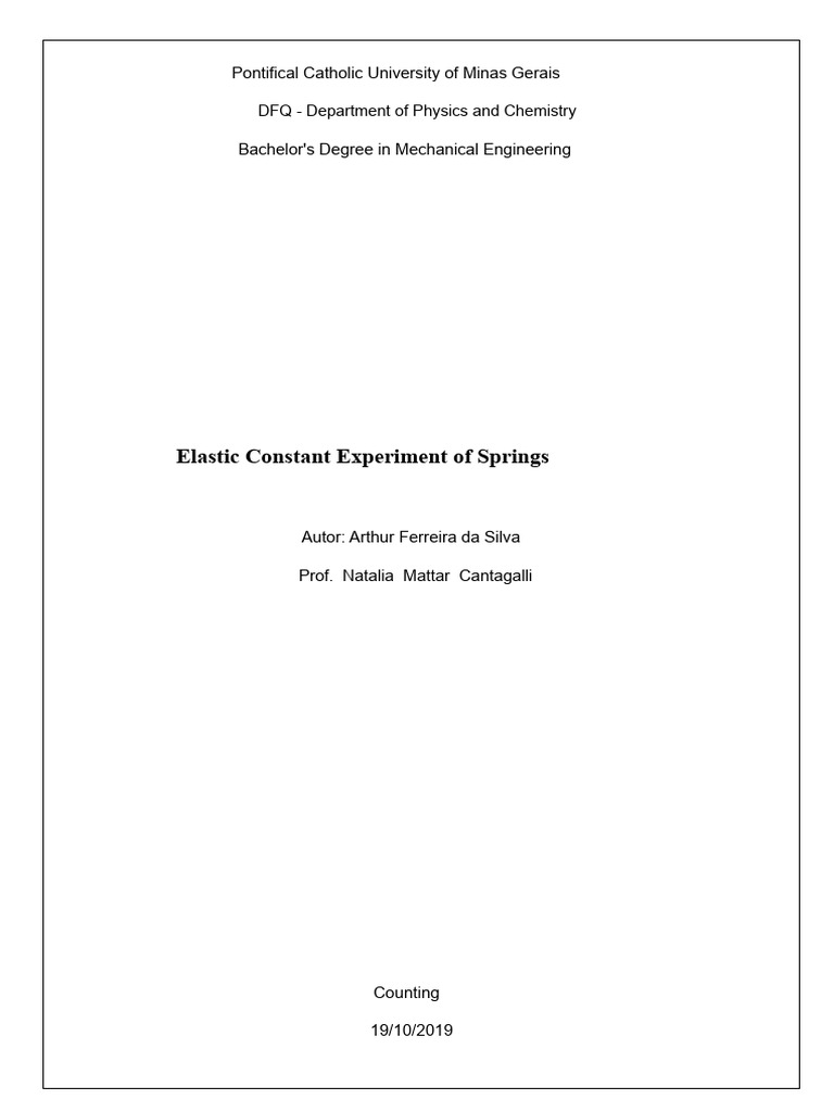 Elastic Constant of Springs Experiment | PDF | Deformation (Engineering ...