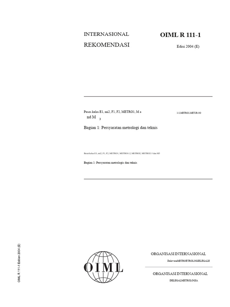 Persyaratan Metrologi OIML R 111-1 | PDF