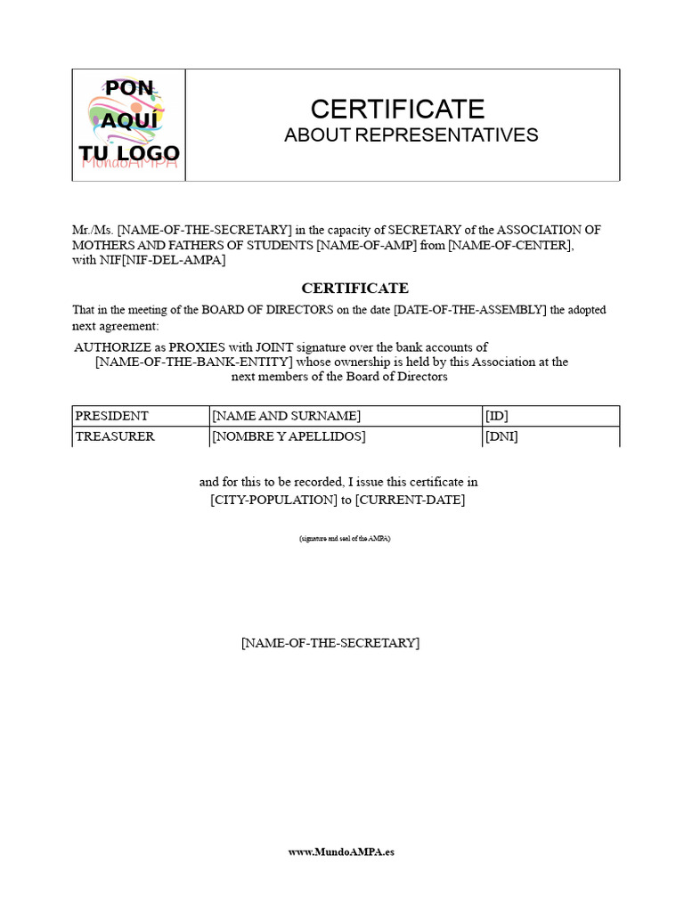 Board Proxy Authorization Certificate | PDF