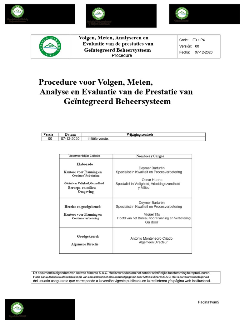 E3.1.P4 Procedé Van Volgen Meting Analyse en Beoordeling Prestaties SIG ...