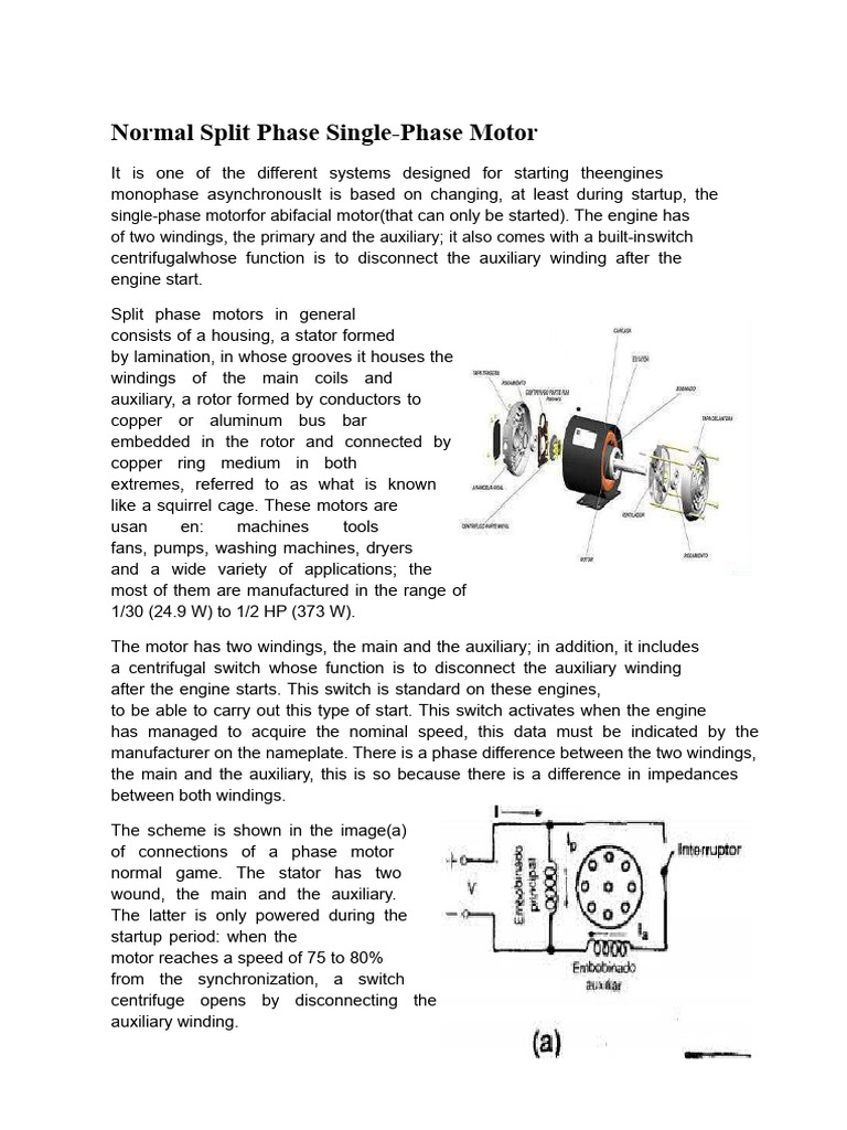 Normal Split Phase Single-Phase Motor | PDF | Electric Motor ...