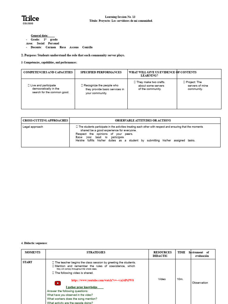 1st - PS - CLASS SESSION PROJECT THE SERVERS OF MY COMMUNITY | PDF ...