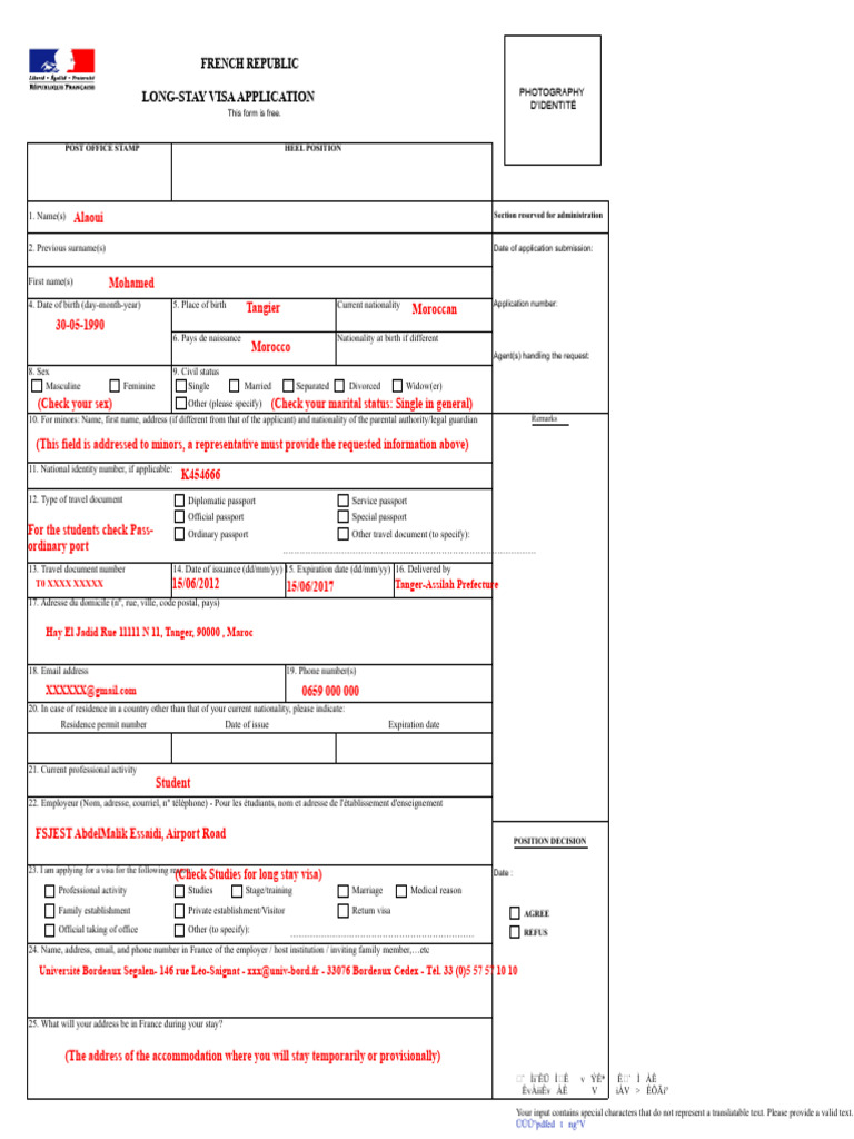 Long-Stay Visa Application Form France | PDF | Travel Visa | Passport