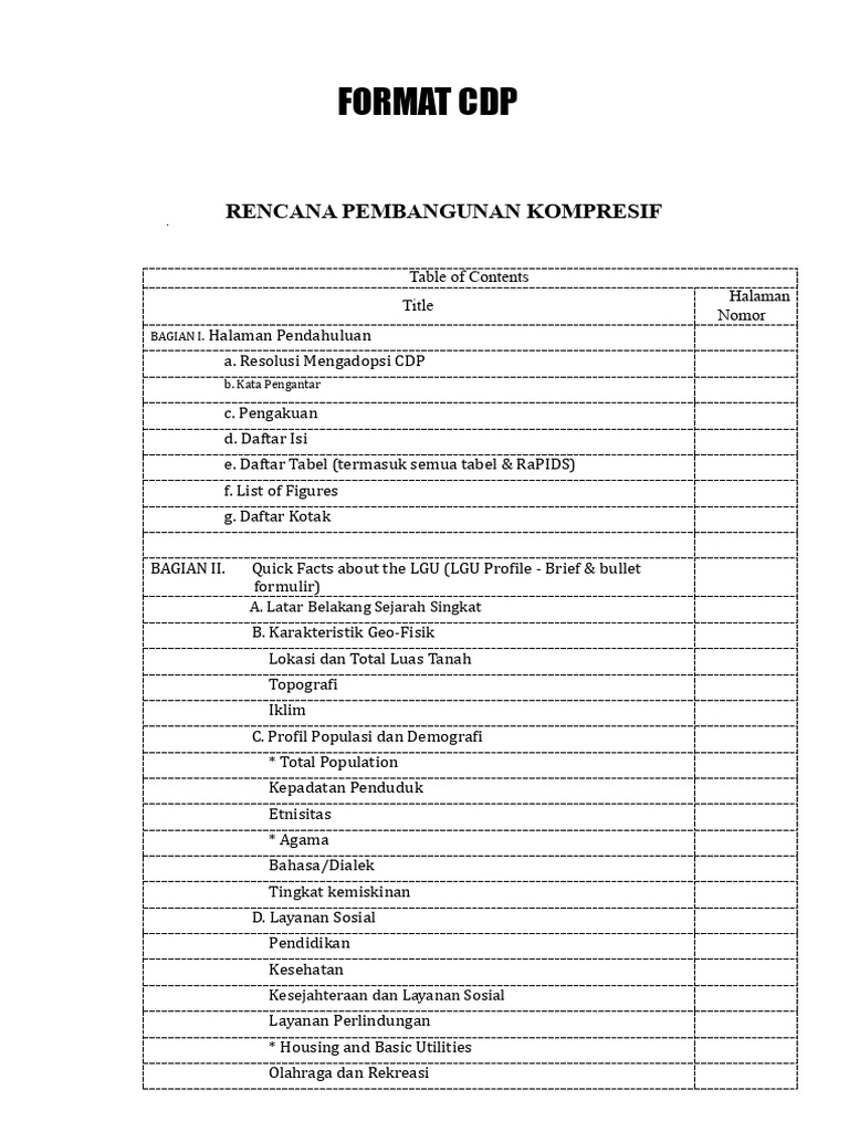 Rencana Pembangunan Komprehensif CDP | PDF
