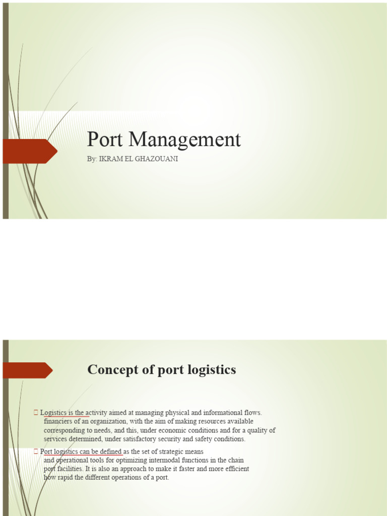 Overview of Port Management and Logistics | PDF | Port | Ships