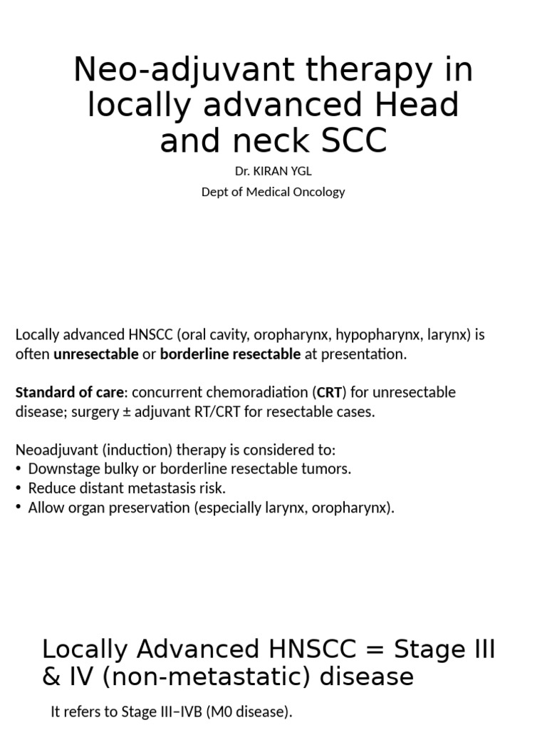 Neoadjuvant Therapy for Advanced HNSCC | PDF | Metastasis | Chemotherapy