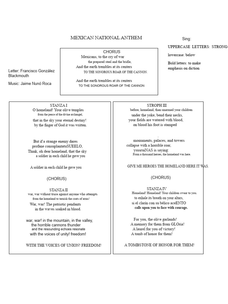 Mexican National Anthem Lyrics | PDF