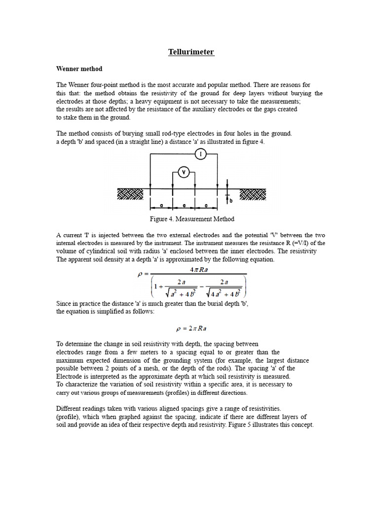 Wenner Method for Soil Resistivity Analysis | PDF | Electrical ...