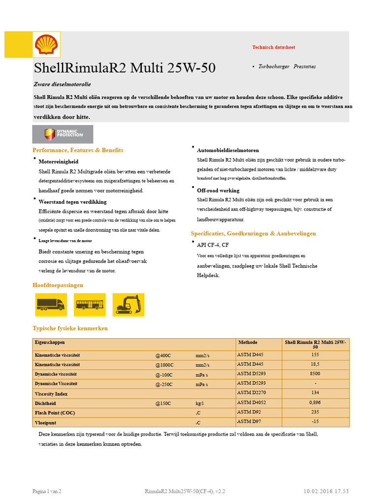 Shell Rimula R2 Multi 25W-50 | PDF