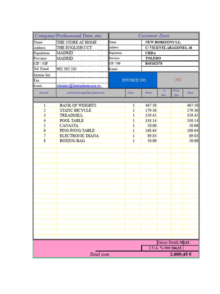 Invoice The Store at Home | PDF
