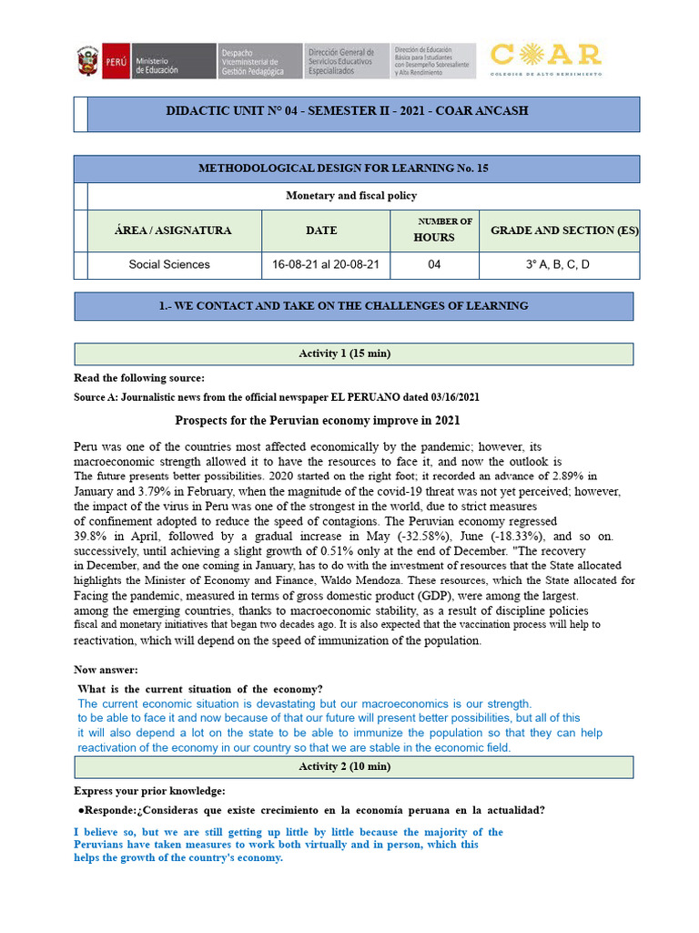 DMpA 15 - CCSS | PDF | Monetary Policy | Fiscal Policy