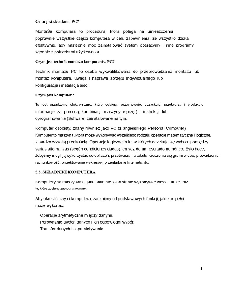 Montaż Komputera | PDF