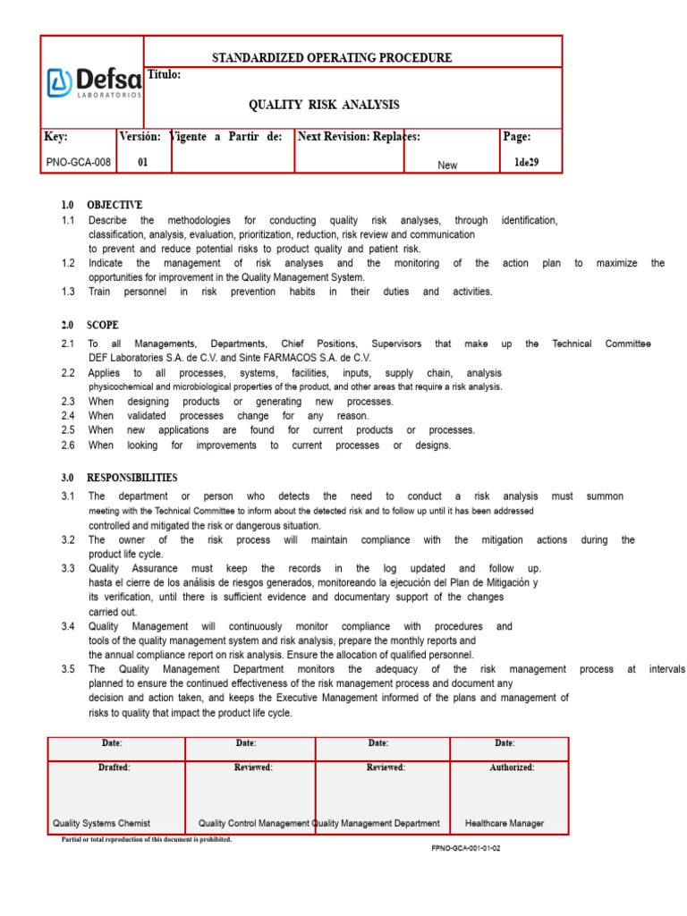 PNO-GCA-008-01 Quality Risk Analysis (Original For Printing 06 Sep 18 ...