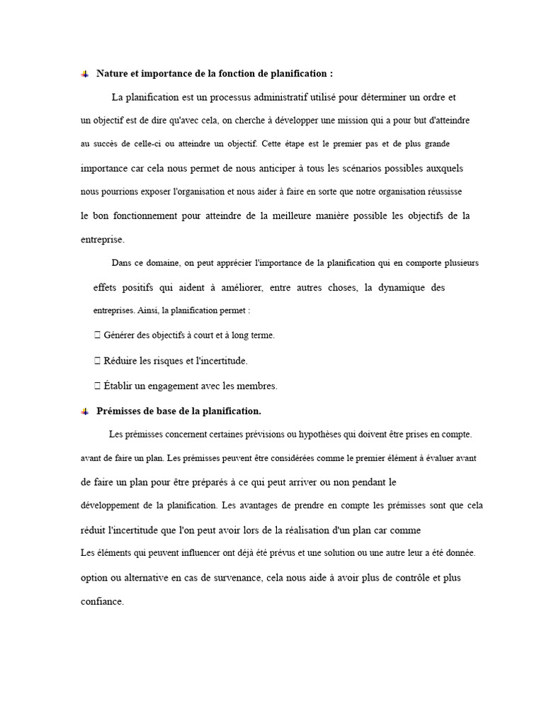Importance et Types de Planification | PDF | Budget | Planification