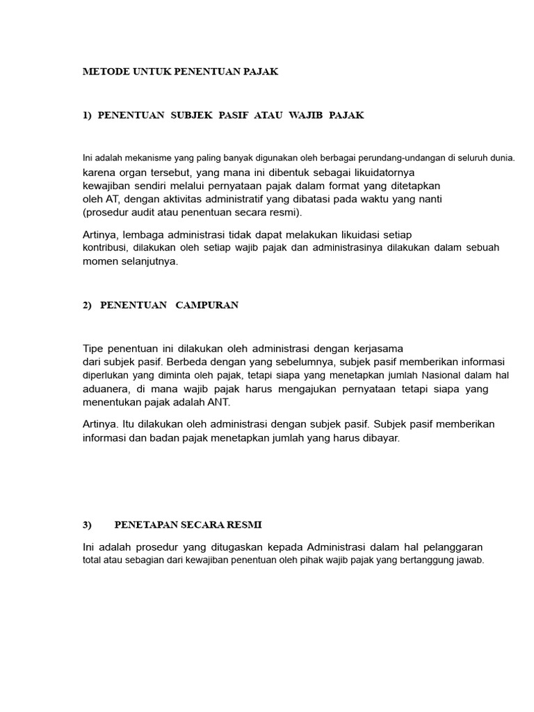Metode Penentuan Pajak yang Efektif | PDF