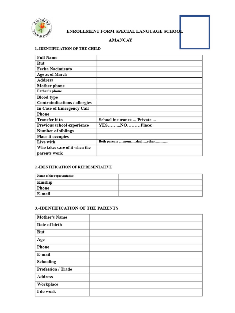 Enrollment Form for Amancay Language School | PDF