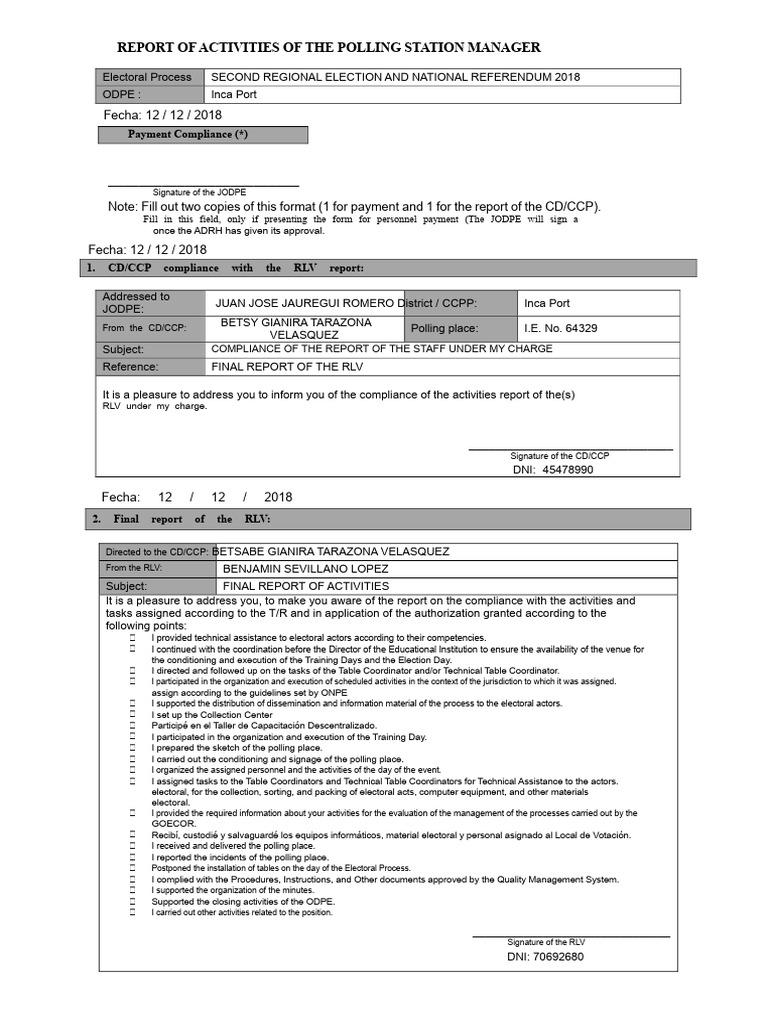 Report of Activities of The RLV | PDF | Government