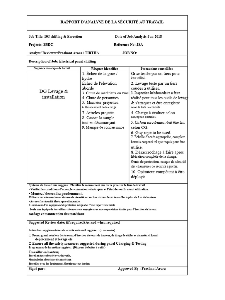 Analyse de la sécurité au travail pour levage | PDF | Sécurité