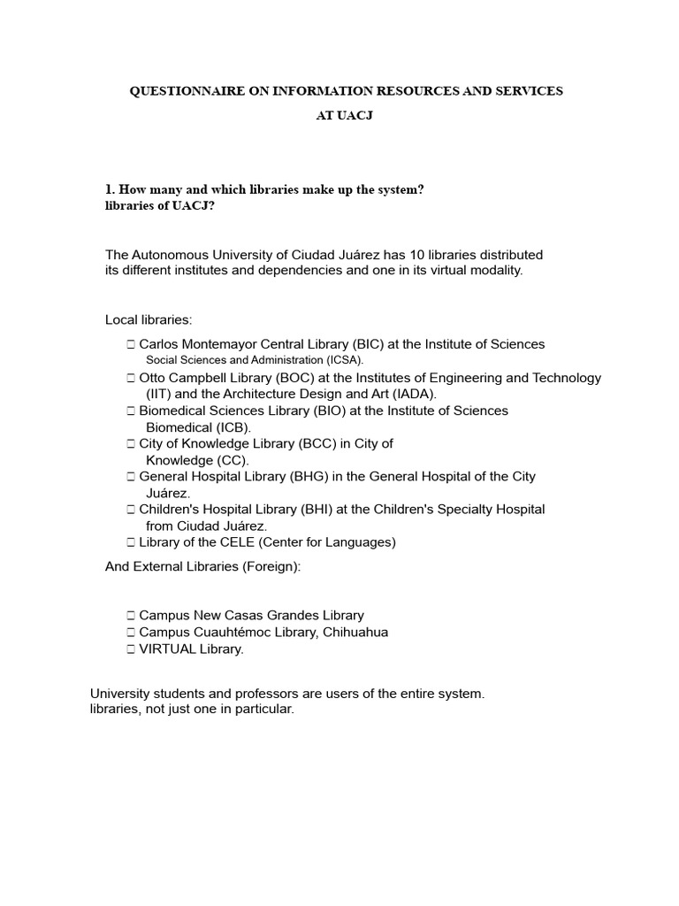 UACJ Libraries: Resources & Services Guide | PDF | Libraries | Books