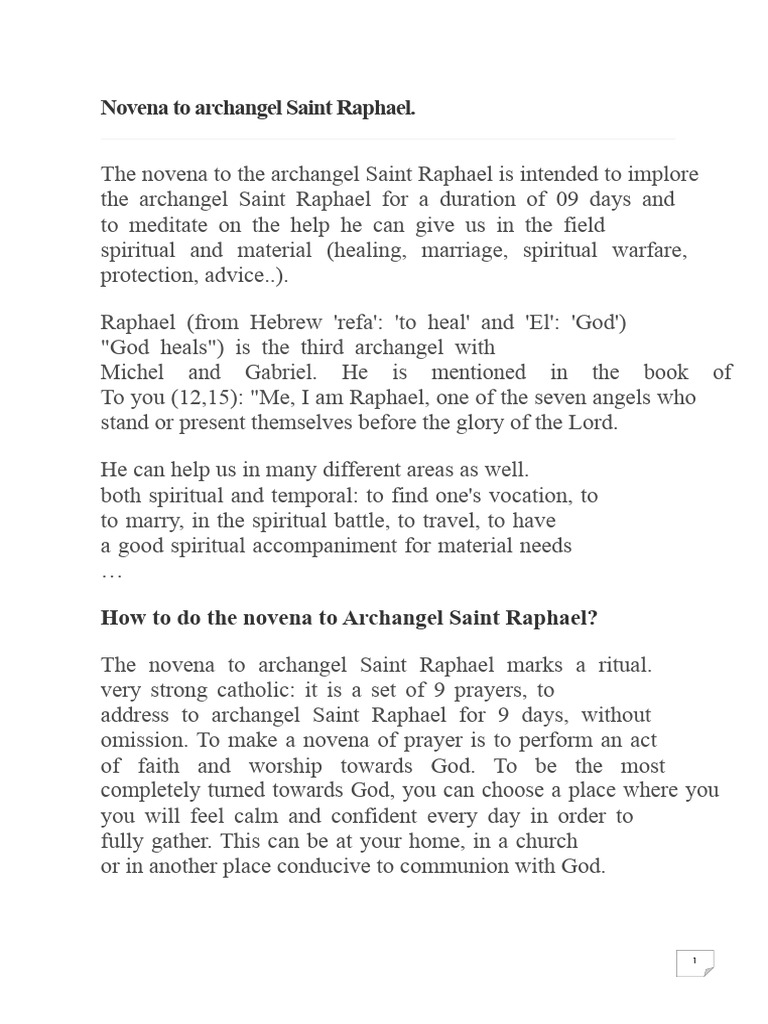Novena To St. Raphael | PDF | Archangel | Mercy