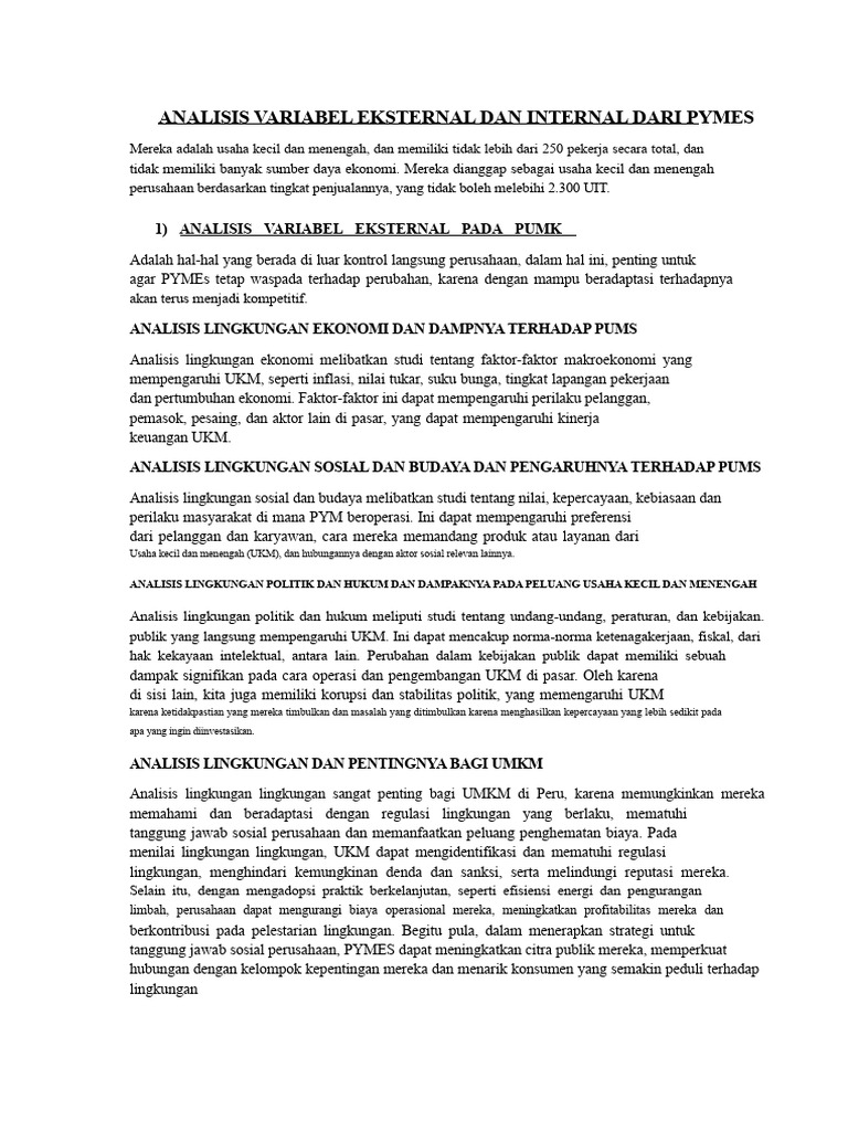 Analisis Variabel PYMES: Eksternal & Internal | PDF