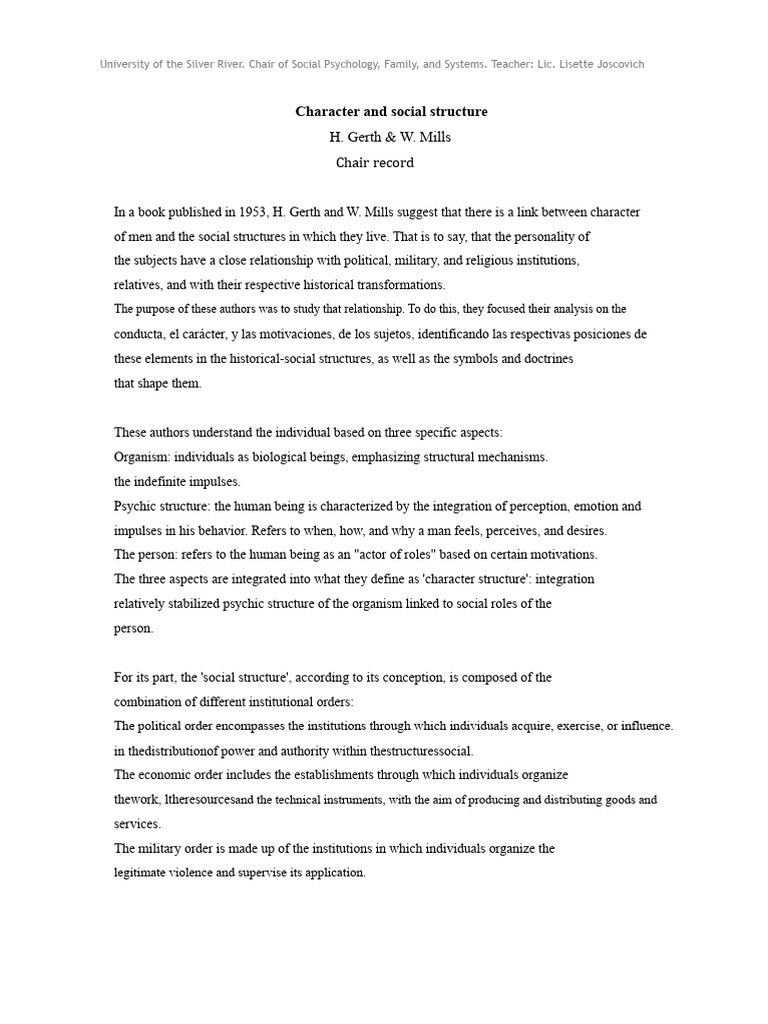 Character and Social Structure Analysis | PDF | Emotions | Violence