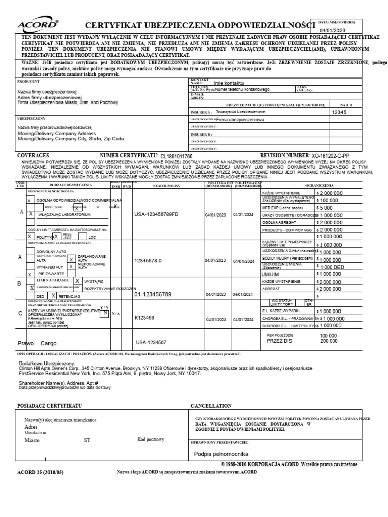Przykładowy COI | PDF
