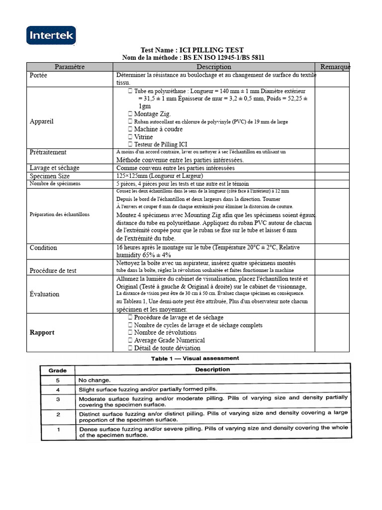 Test de Pilling Textile selon ISO 12945-1 | PDF