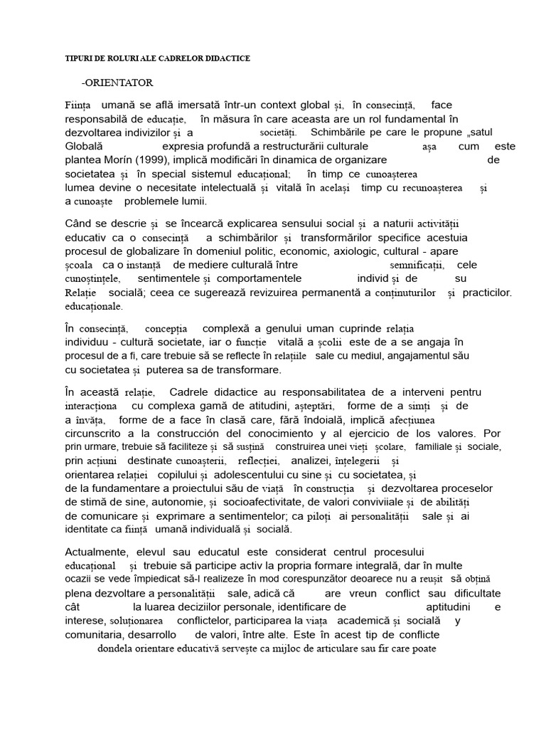Tipuri de Roluri Ale Cadrelor Didactice | PDF