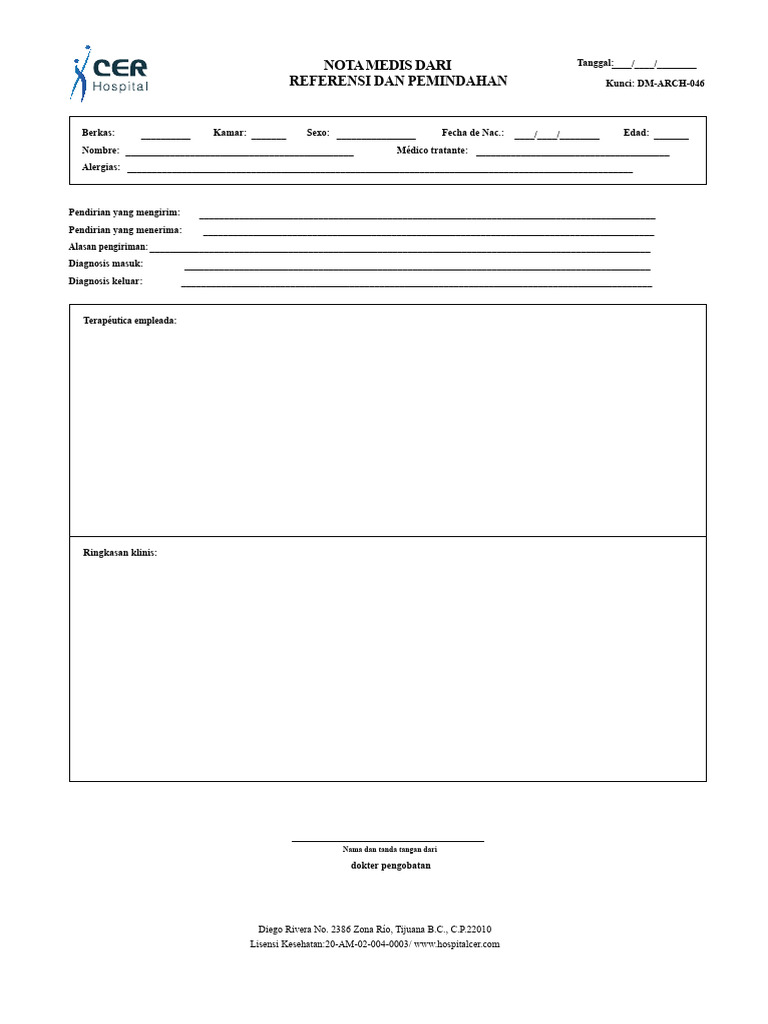 Nota Medis dan Rujukan Pasien | PDF