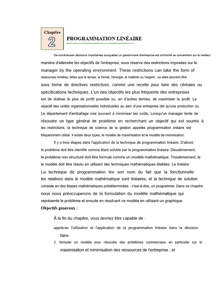 Programmation Linéaire : Maximisation des Profits | PDF | Optimisation ...