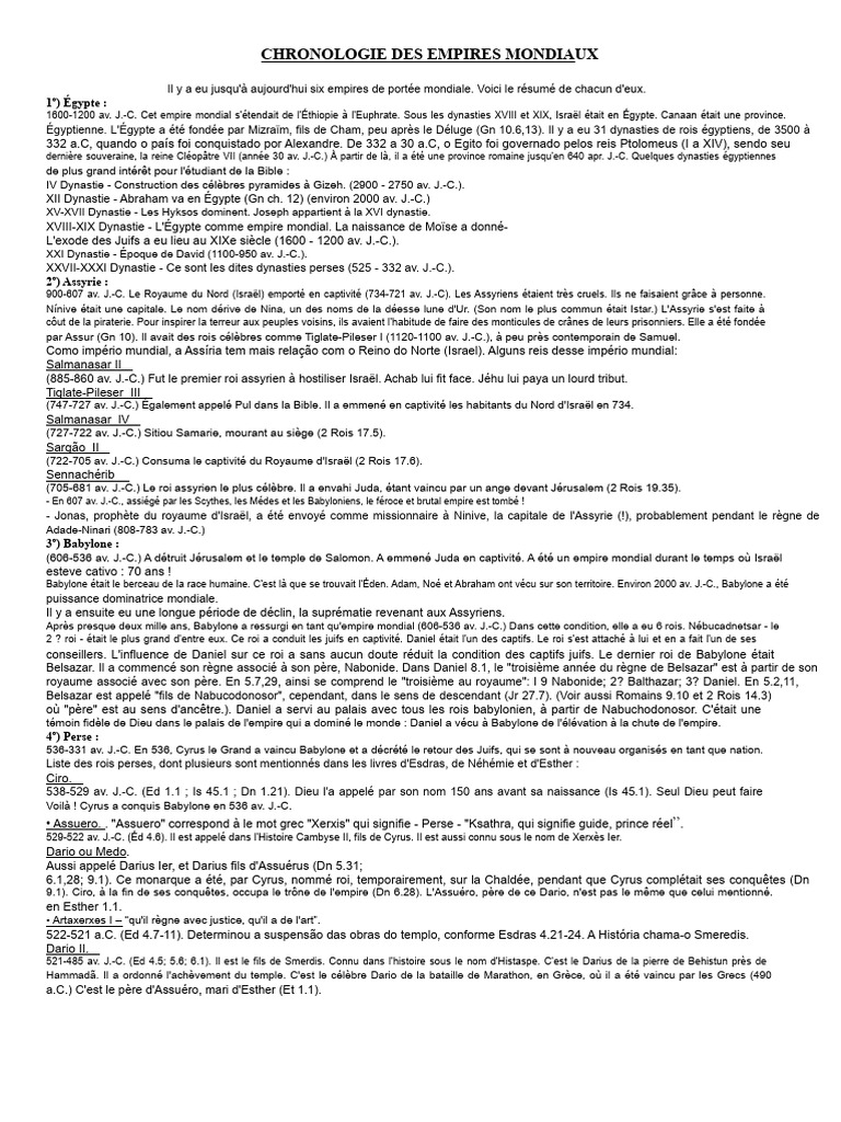 Chronologie des Empires Mondiaux | PDF | Royaume de Juda | Livres des Rois