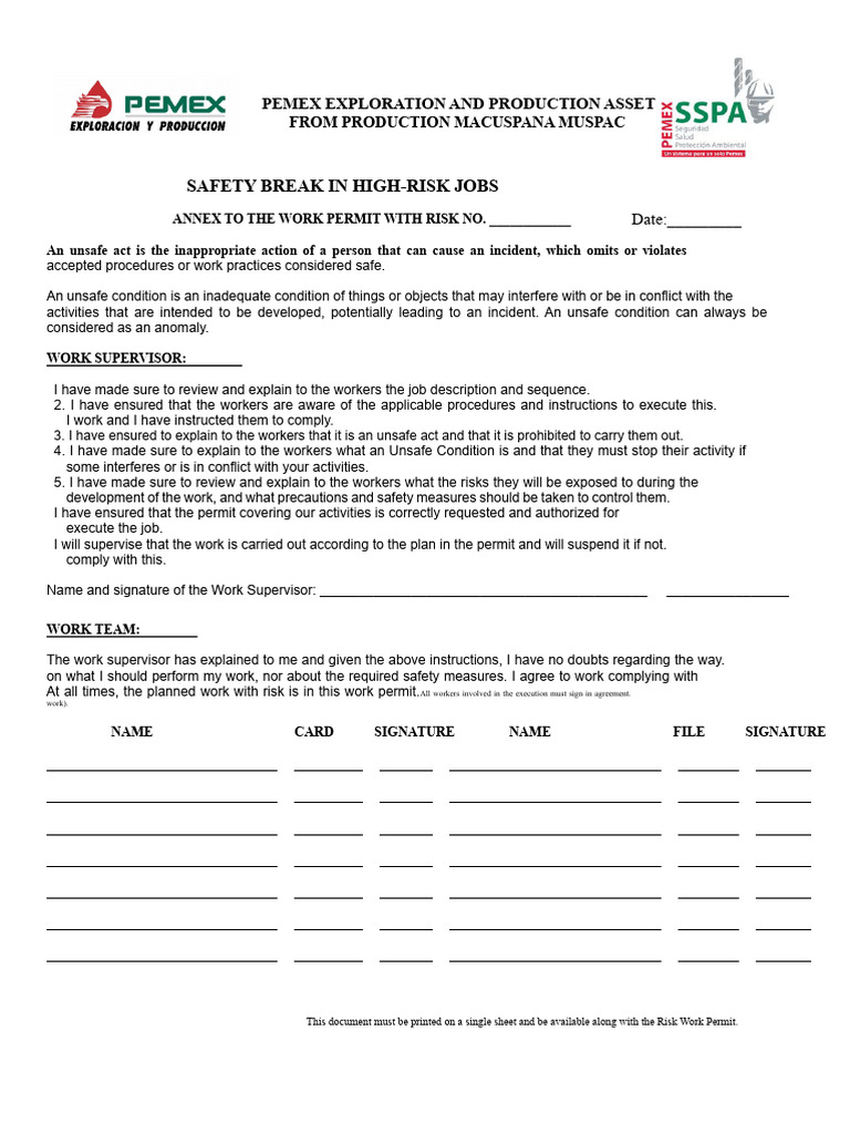 Safety Pause Macuspana Muspac | PDF | Safety | Risk