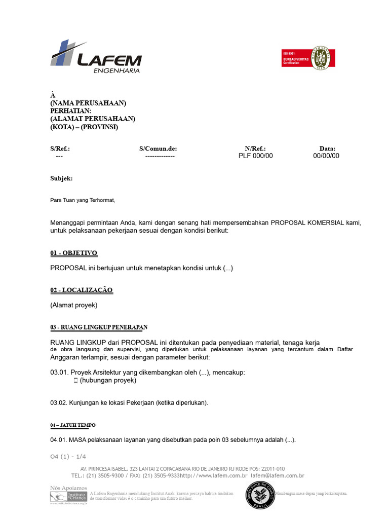 Proposal Komersial Lafem Engenharia | PDF