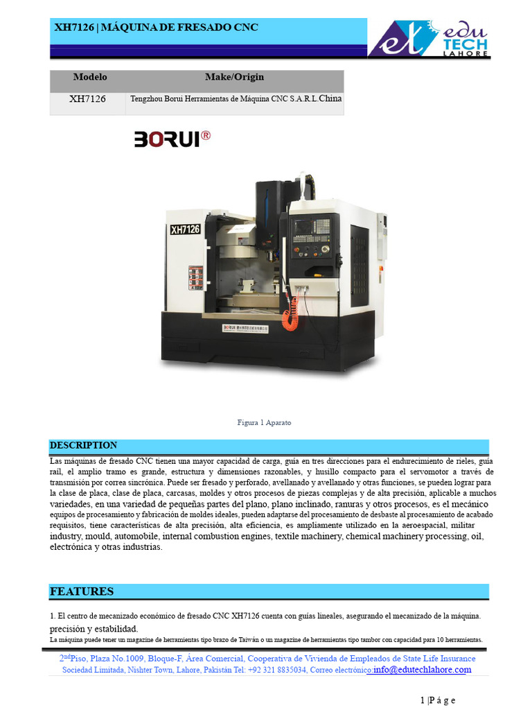 Fresadora CNC XH7126: Alta Precisión y Eficiencia | PDF | Ingeniería ...