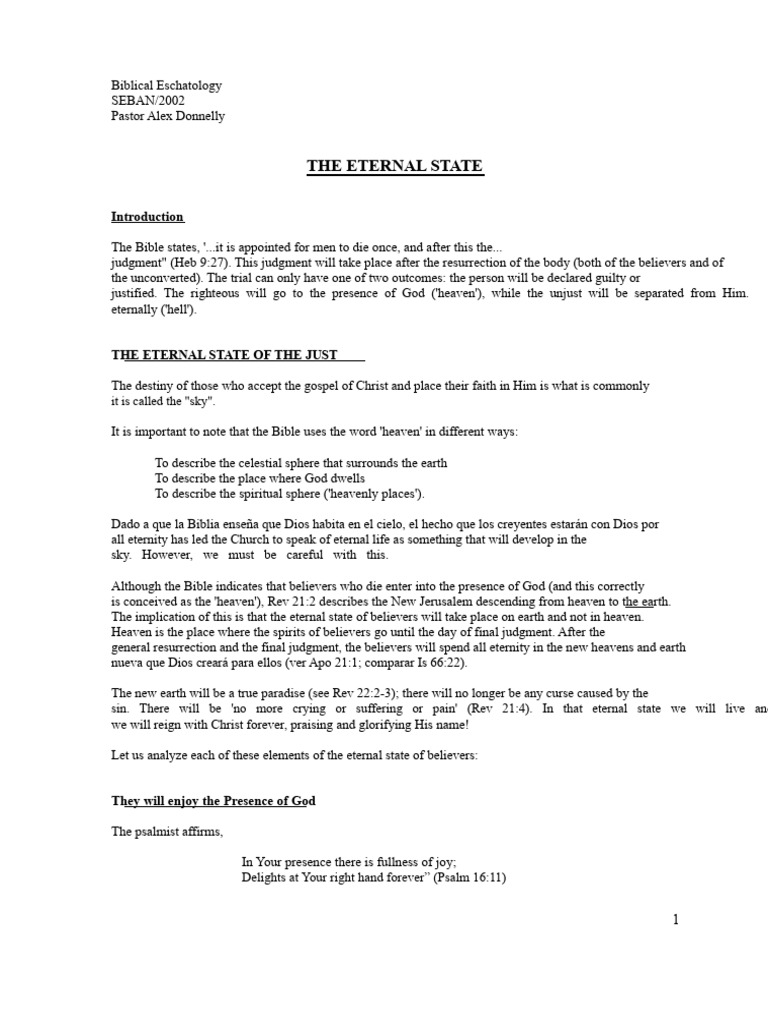 Eternal State | PDF | Hell | Soul