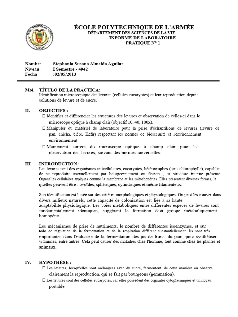 Levures PDF Levure Cellule (Biologie) — free download