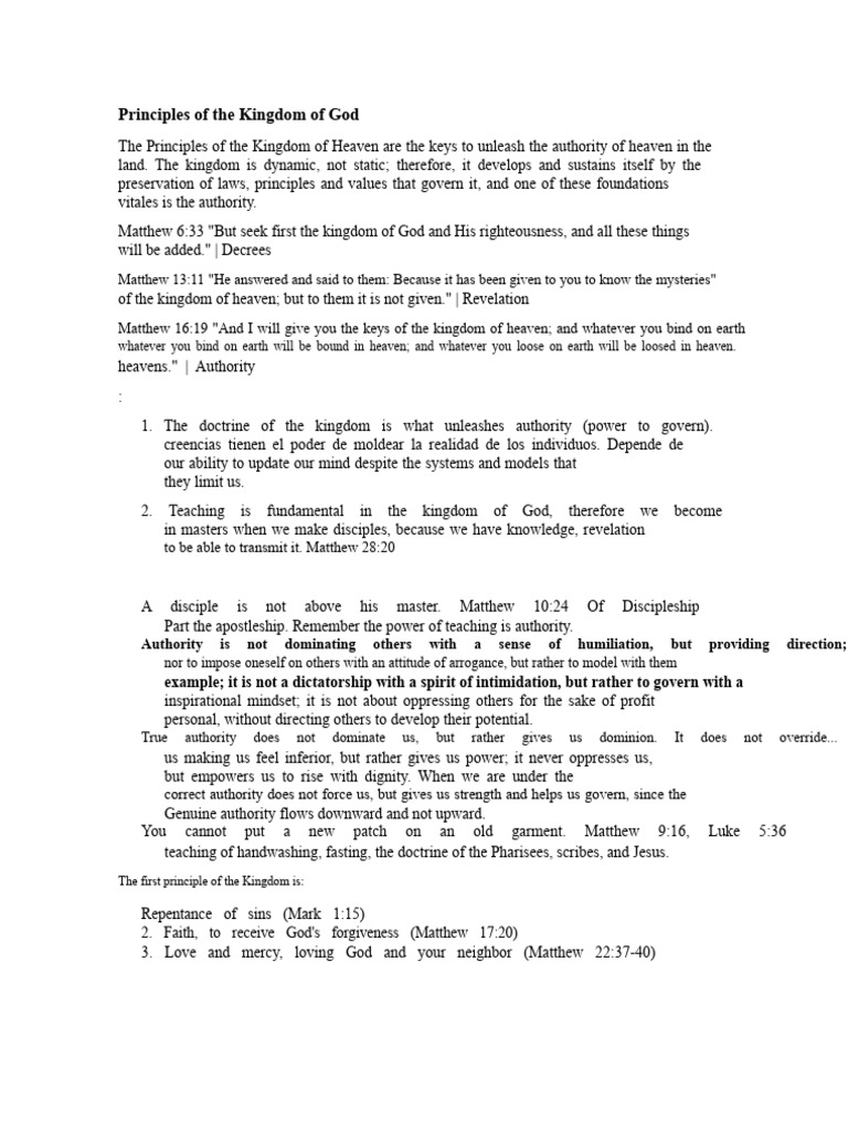 Principles of the Kingdom of God | PDF | Gospel Of Matthew | Disciple ...
