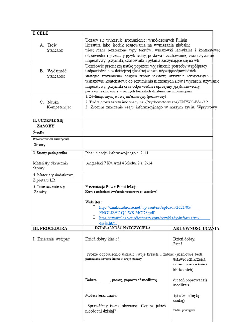 Plan Lekcji SRF | PDF