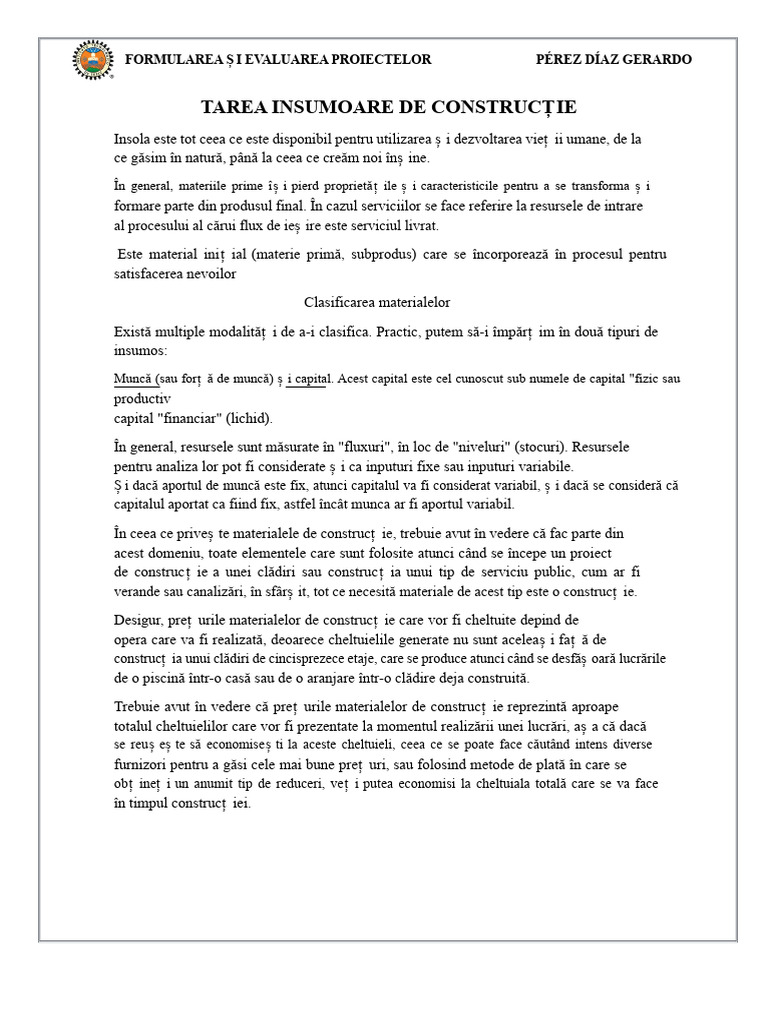 Materialele Necesare În Construcție | PDF